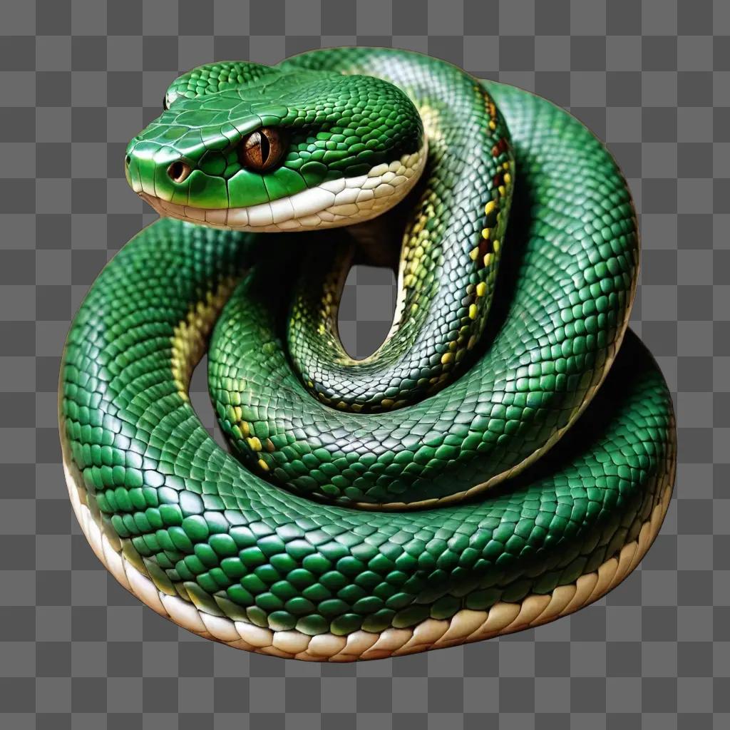 A green snake drawing is realistic and eye-catching