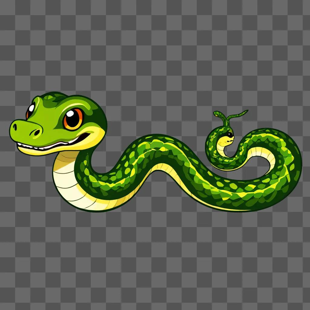 A green snake drawing on a green background