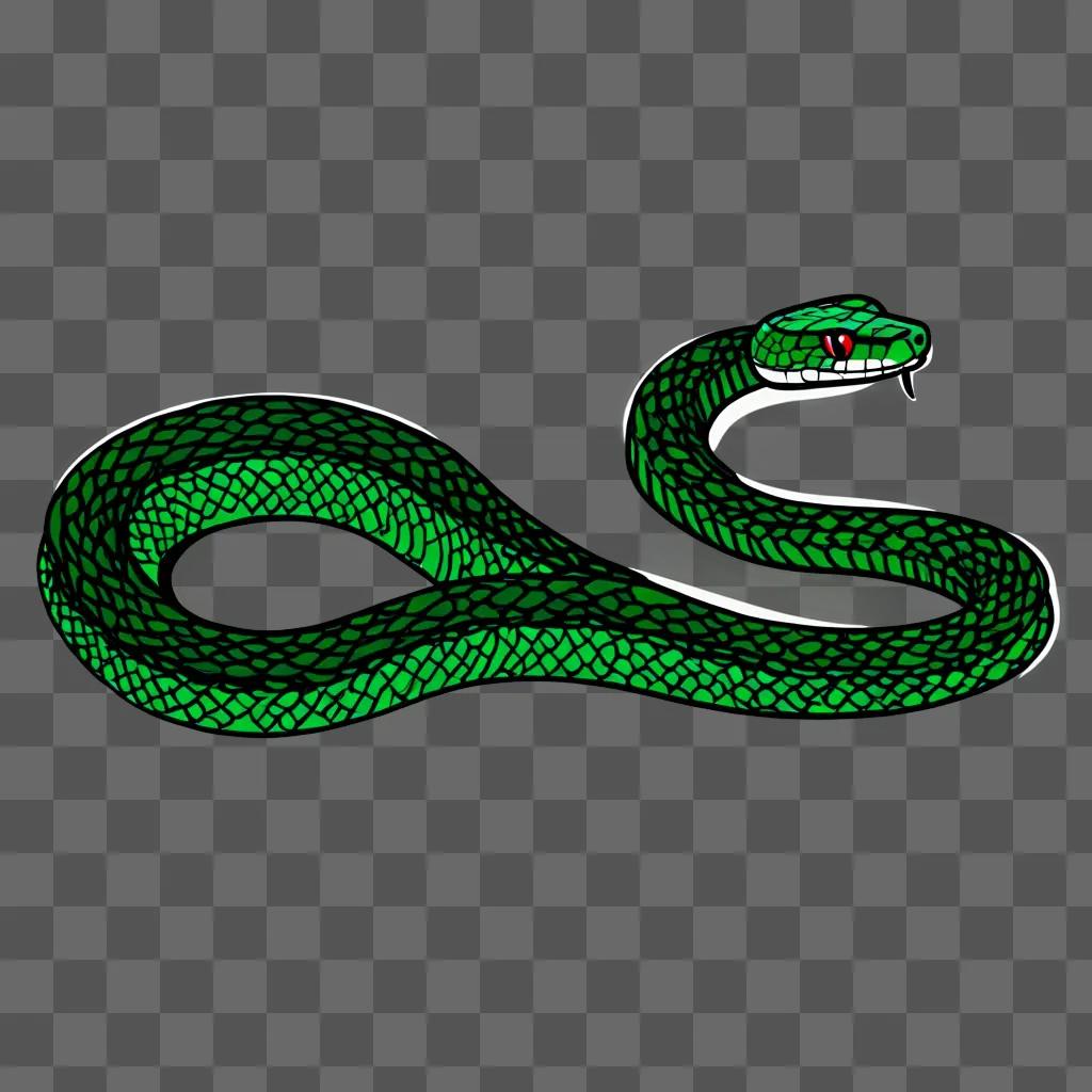 A green snake drawing on a green background