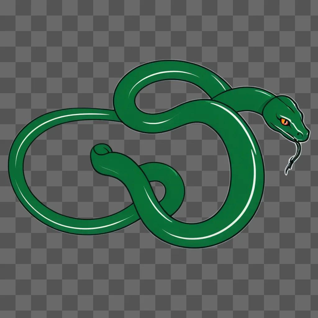 A green snake is drawn on a green background