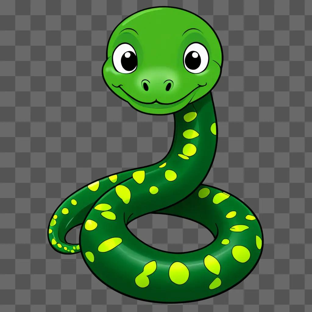 A green snake with yellow spots drawing for kids