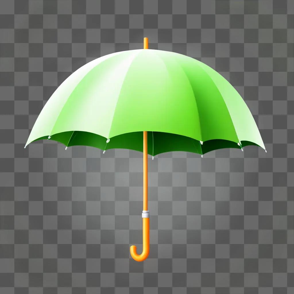 A green umbrella with a yellow handle