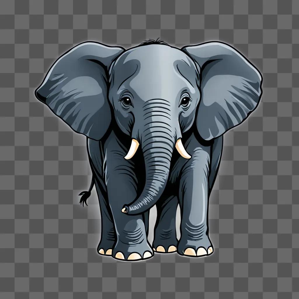 A grey elephant drawing stands out against a gray background