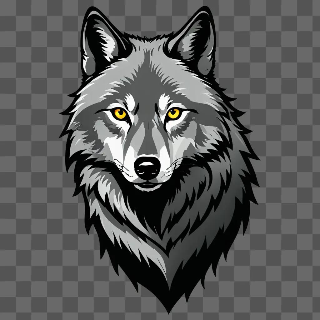 A grey wolf drawing is sketched against a dark background