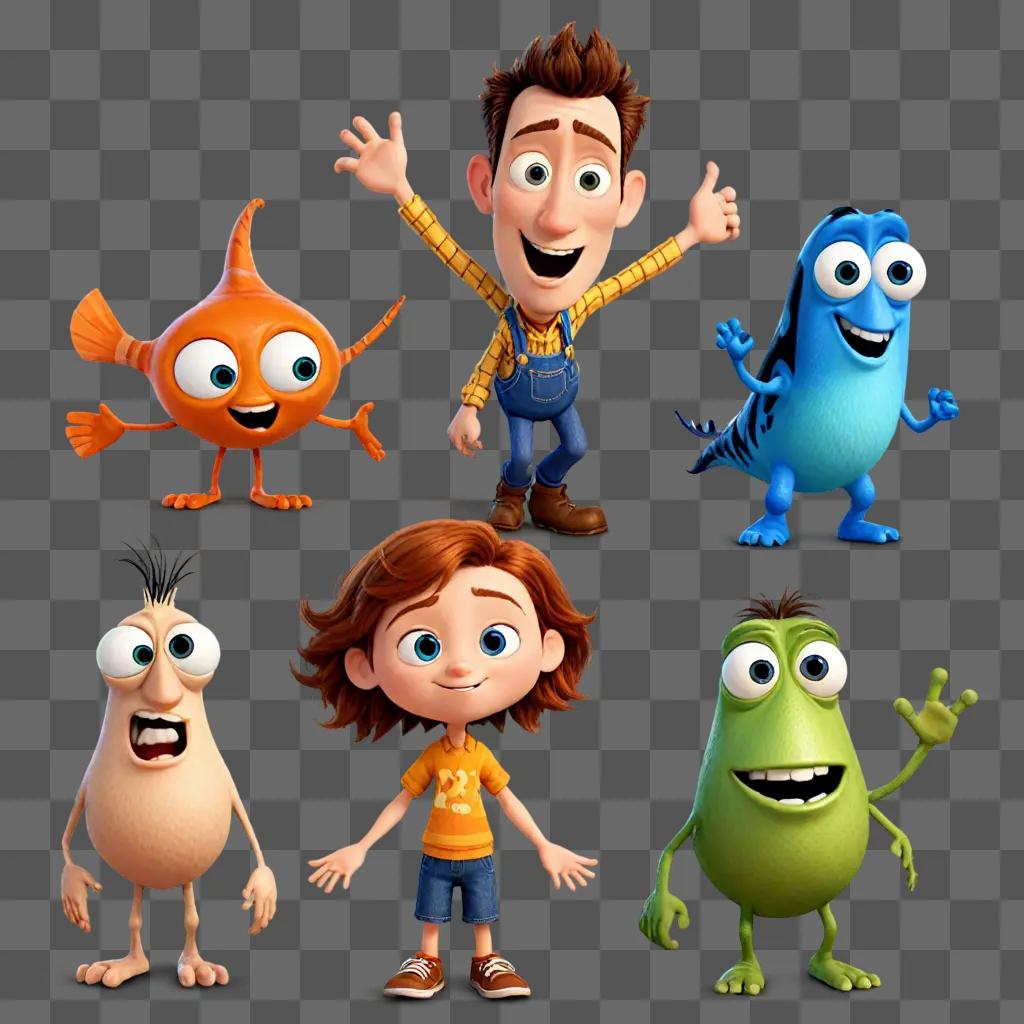 A group of animated characters by Pixar