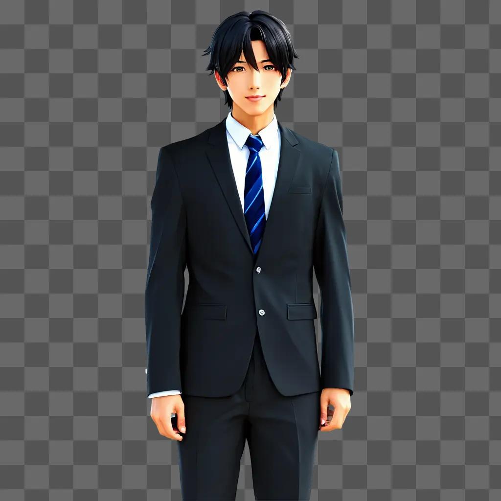 A handsome cute anime girl in a suit