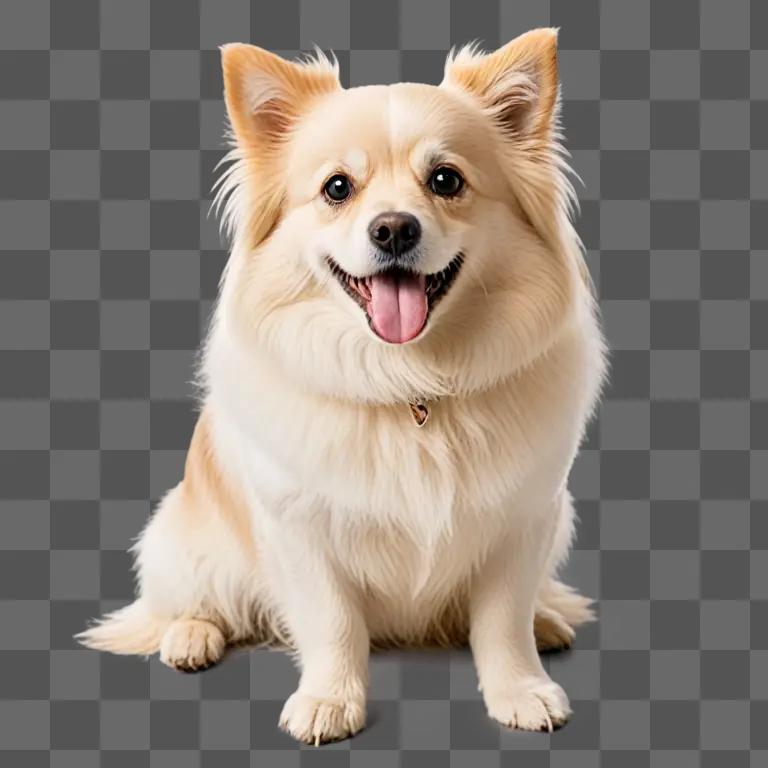 A happy dog in a white and brown coat