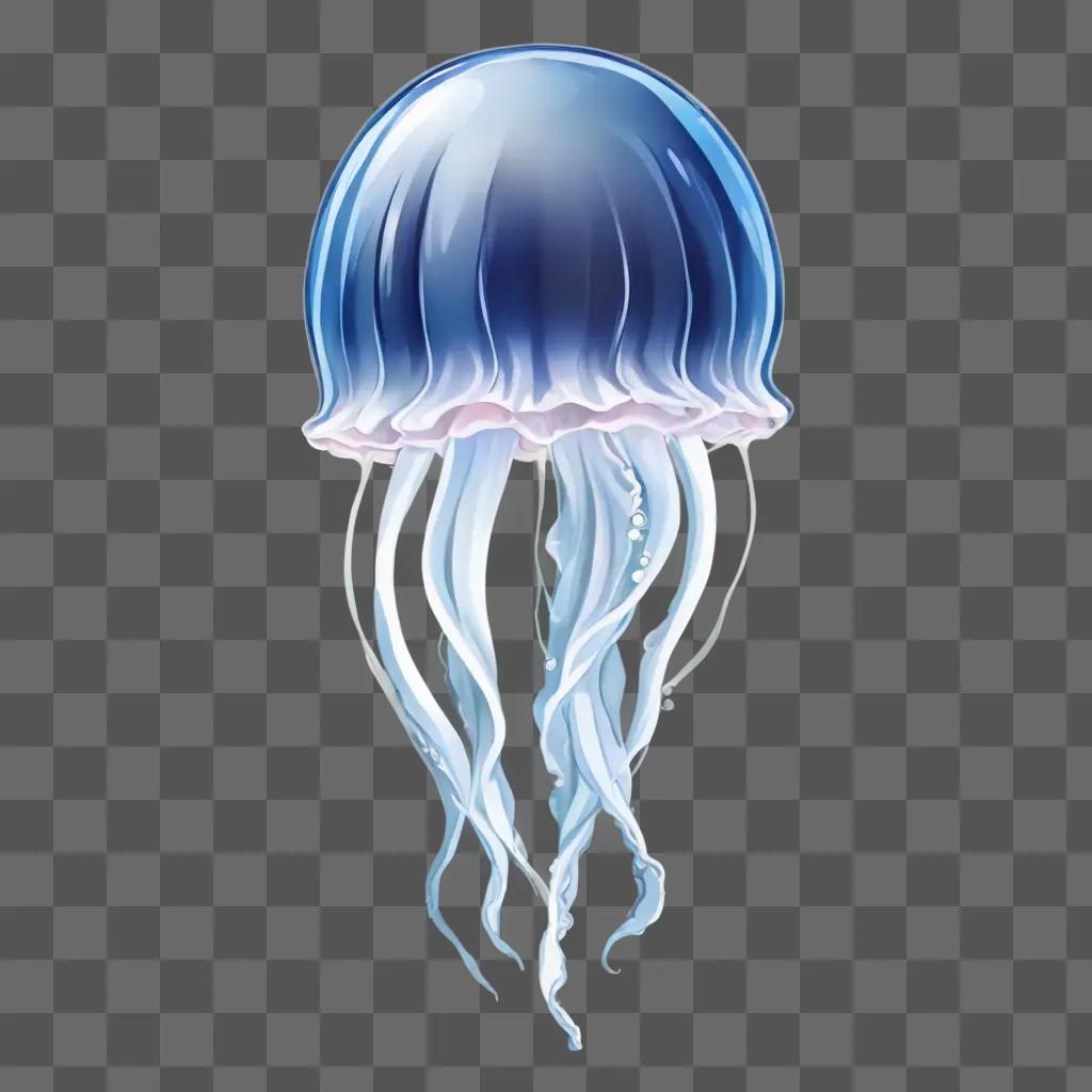 A jellyfish drawing on a blue background