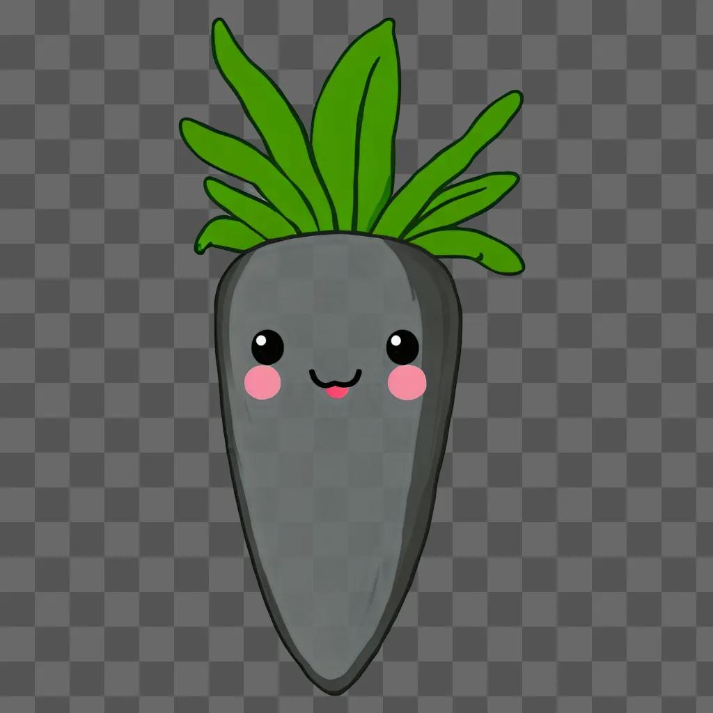 A kawaii carrot drawing with a cute face