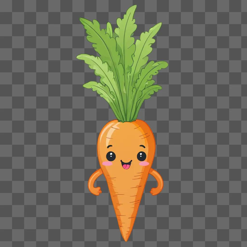 A kawaii carrot drawing with a happy face