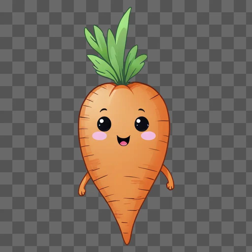 A kawaii cute carrot drawing with a happy expression