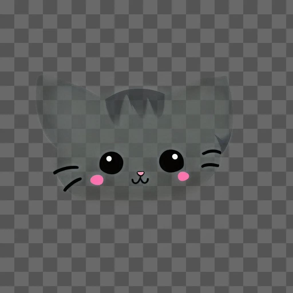 A kawaii cute kitten drawing with pink cheeks