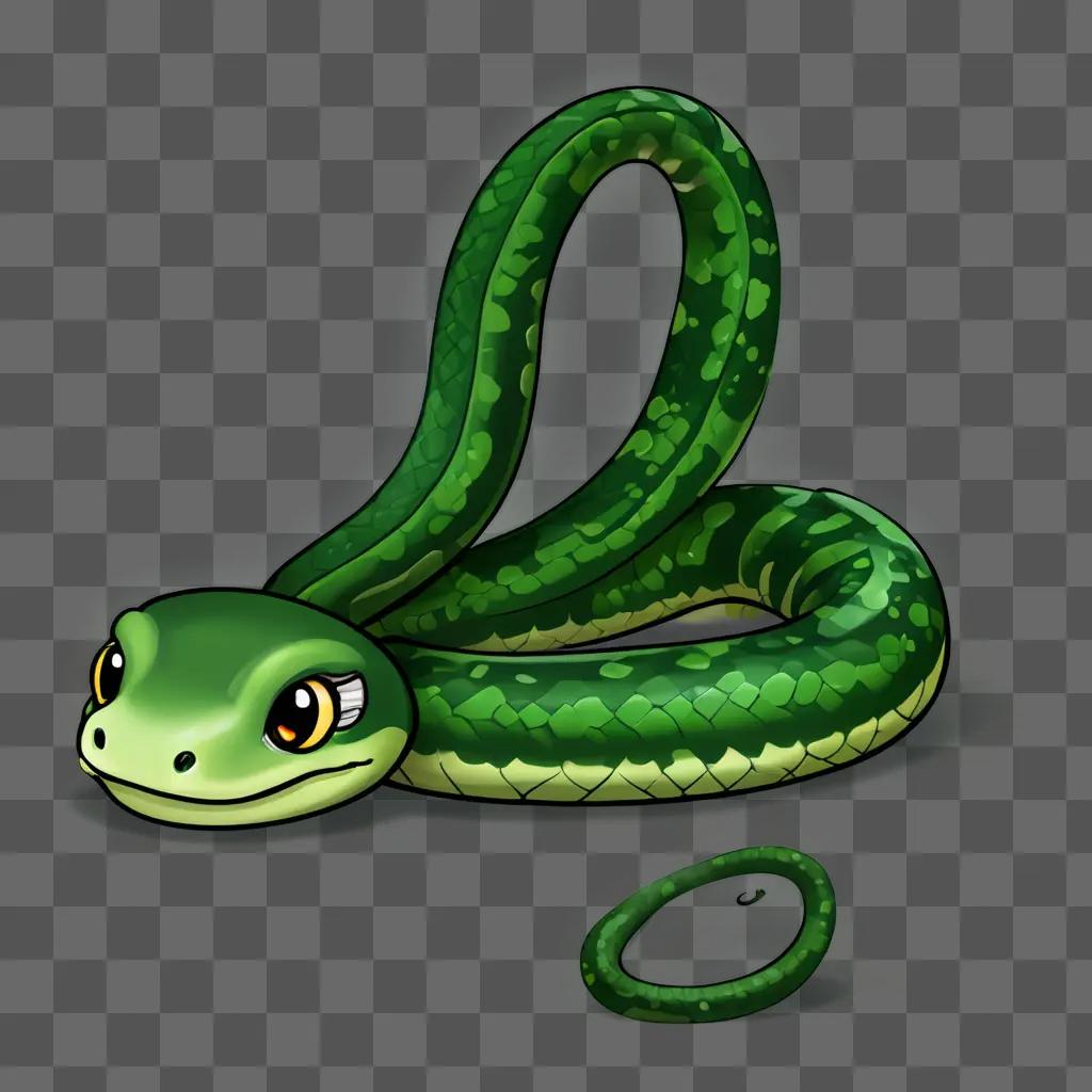 A kawaii cute snake drawing with green color