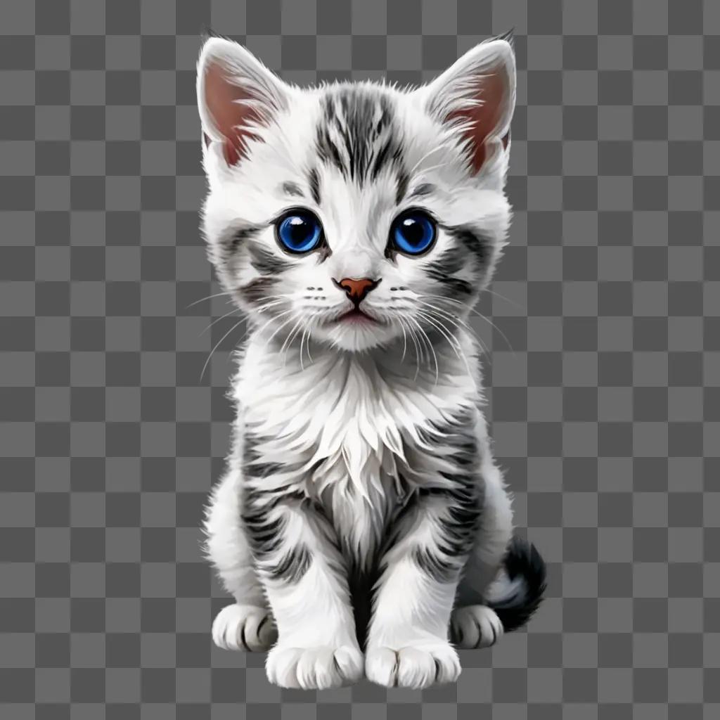 A kitten sketch with a blue eye