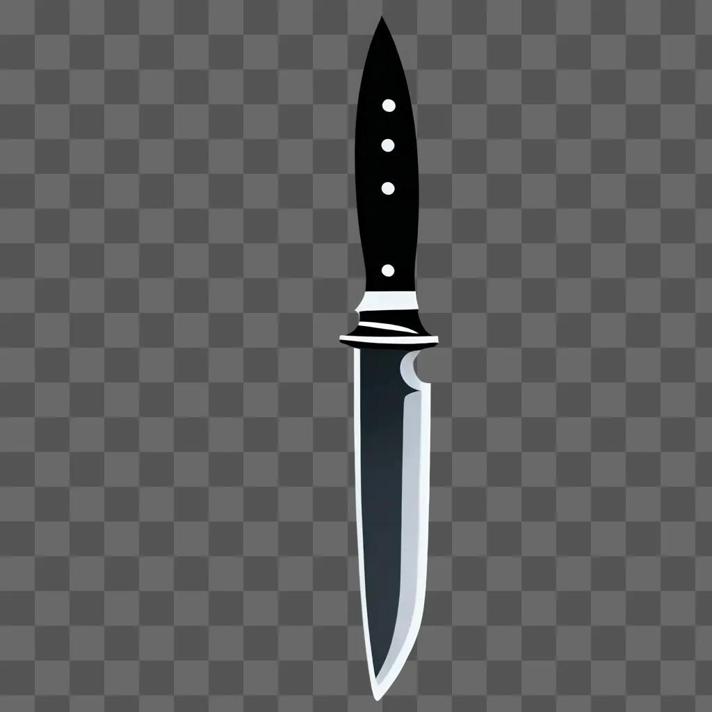 A knife drawing shows a dark silhouette of a knife