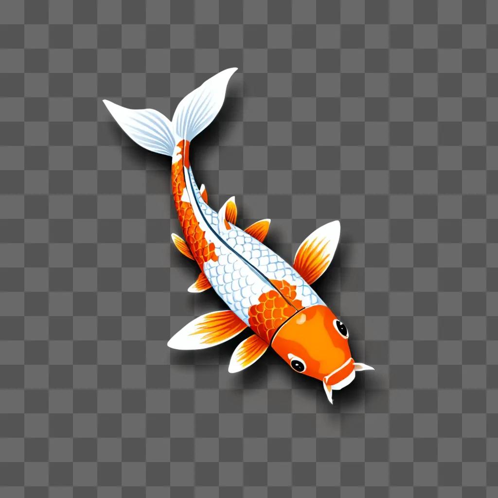 A koi fish drawing on a tan surface