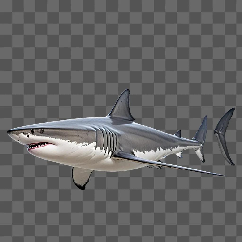 A large shark drawing with a white background