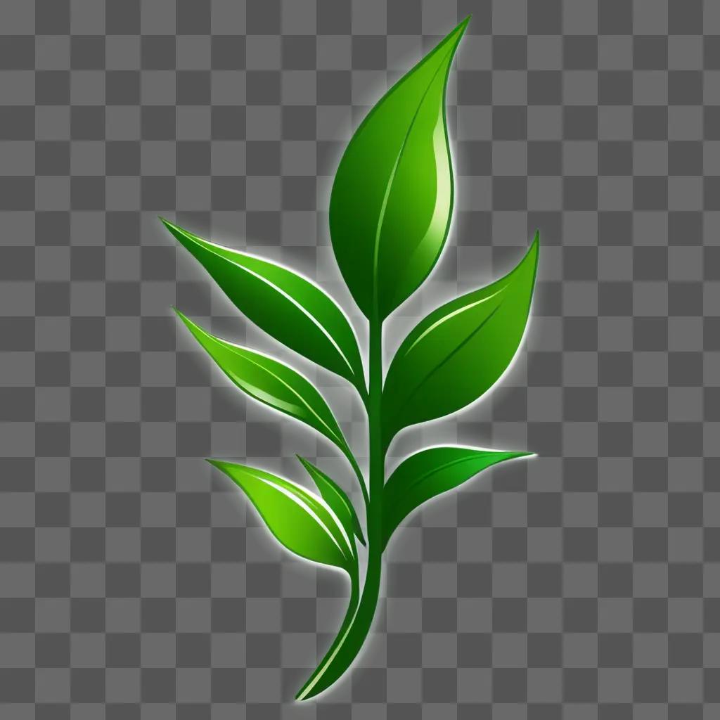 A leafy side plant drawing on a green background