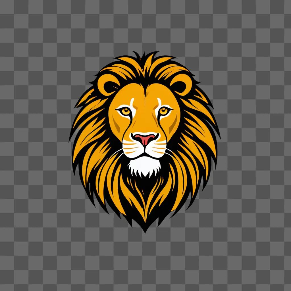 A lion head clipart on a brown background