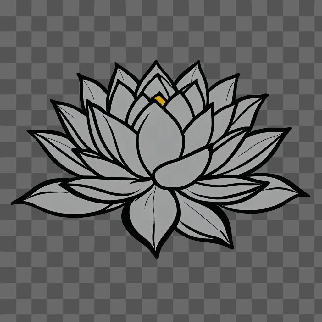 A lotus flower drawing on a gray background