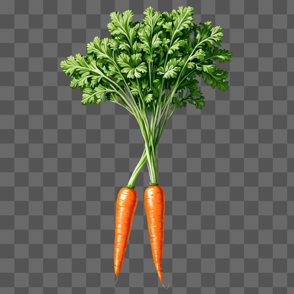 A lovely drawing of a carrot on a green background