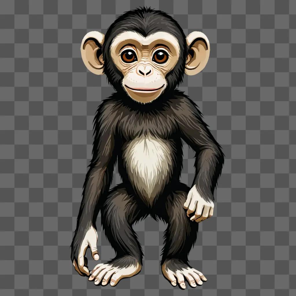 A monkey drawing with colour on a dark background