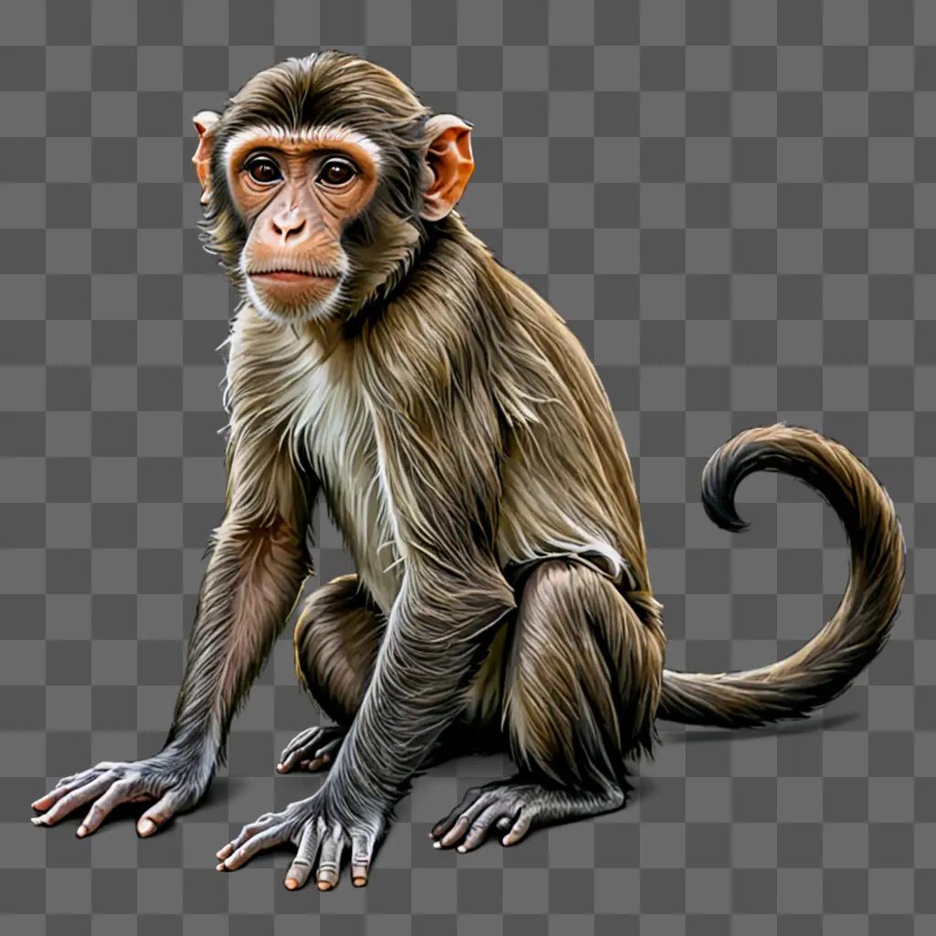 A monkey drawing with colour on a dark background