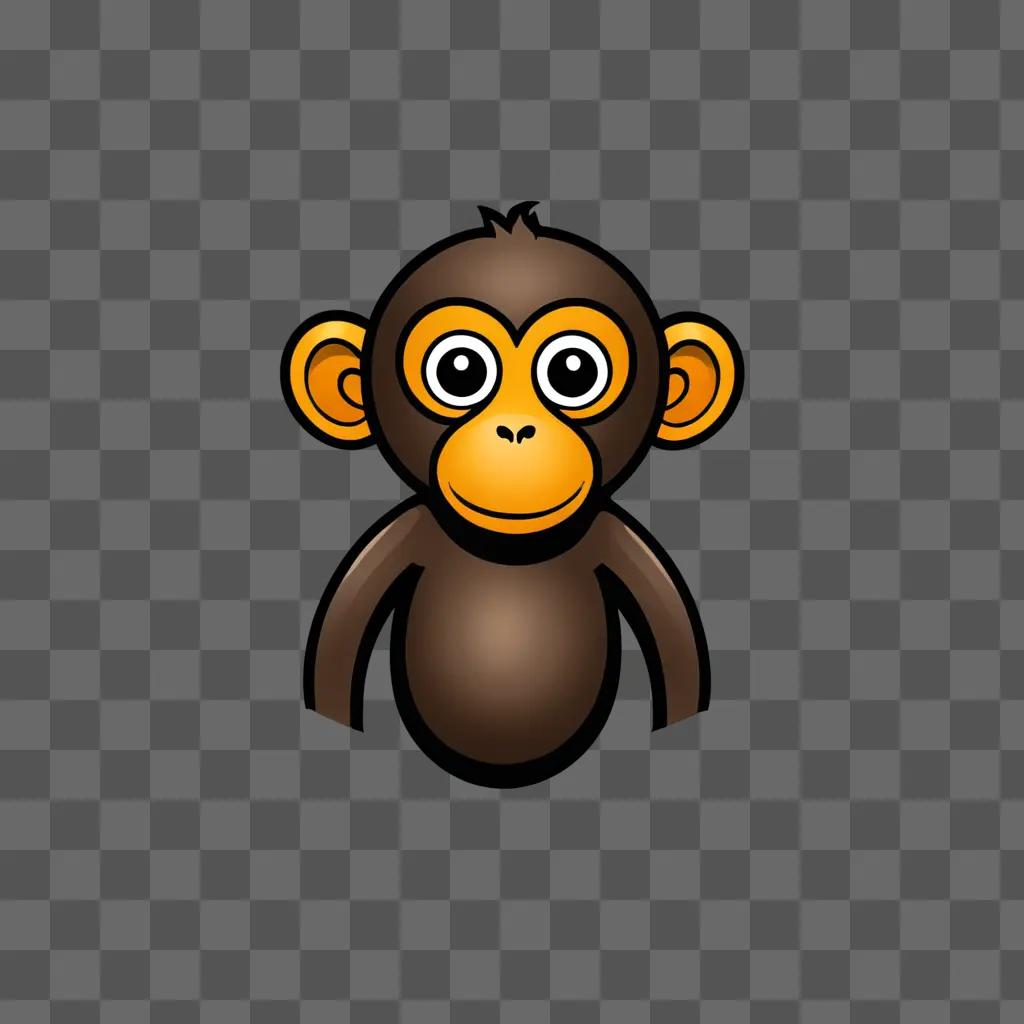 A monkey sketch in a brown background