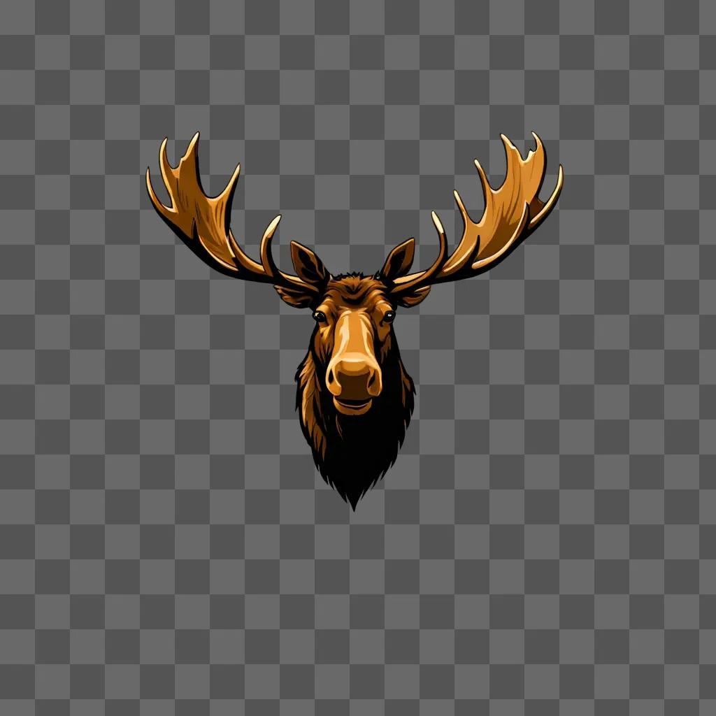 A moose head is shown in a brown background