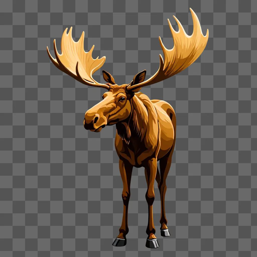 A moose stands on a brown background