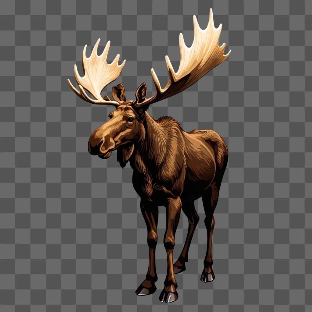 A moose with large antlers and glowing horns