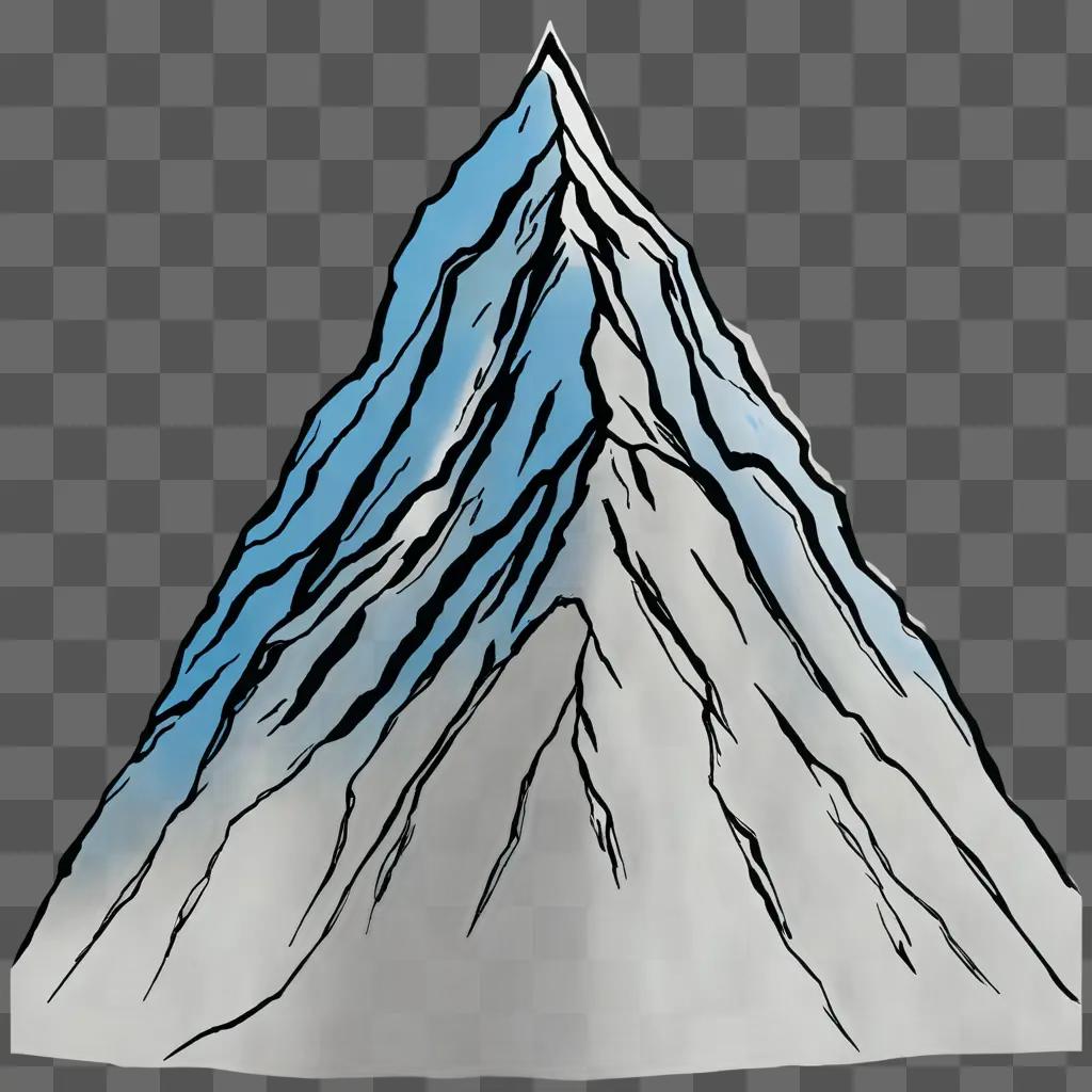 A mountain drawing for kids with black and white lines