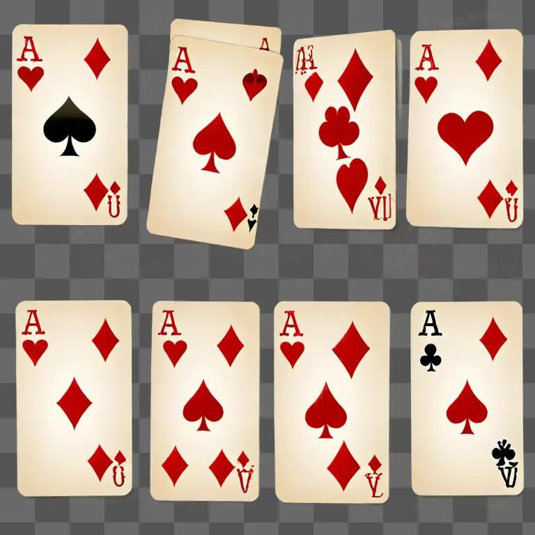 A pack of cards with red hearts and spades