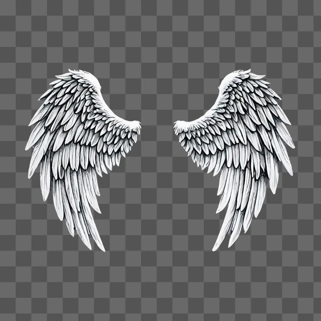 A pair of beautiful angel wings drawing