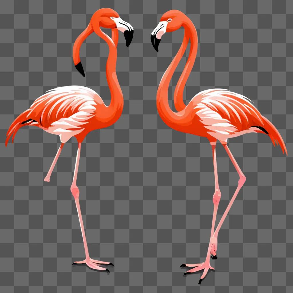 A pair of flamingos in a drawing