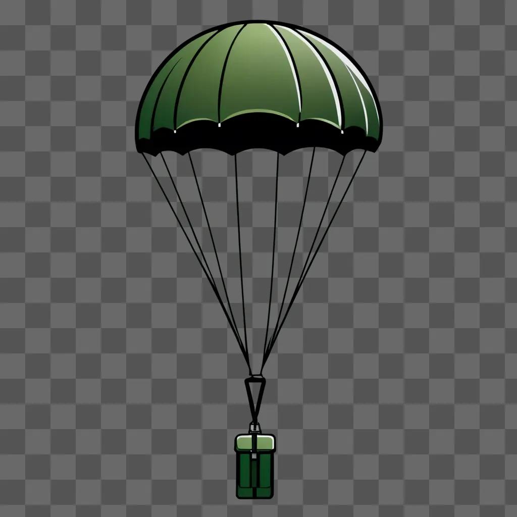 A paratrooper hat on a green parachute