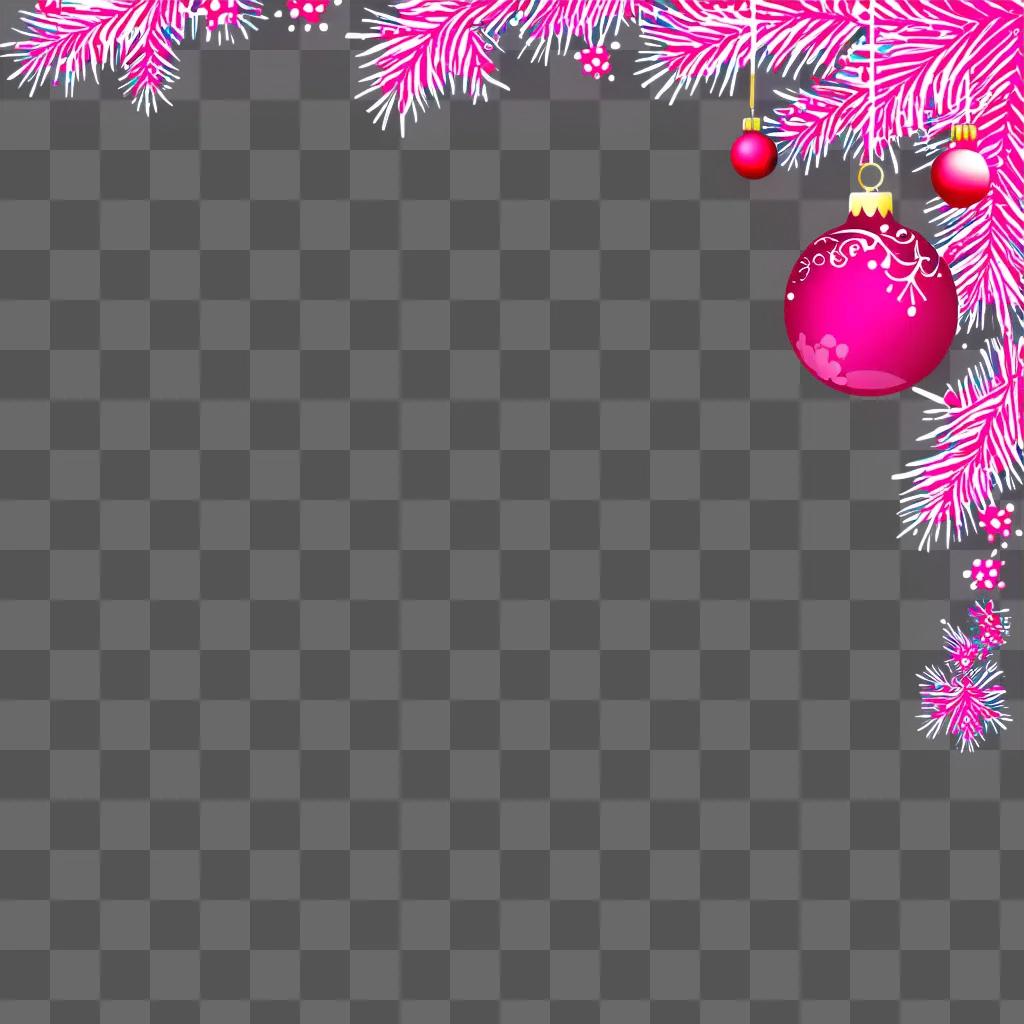 A pink Christmas background with ornaments