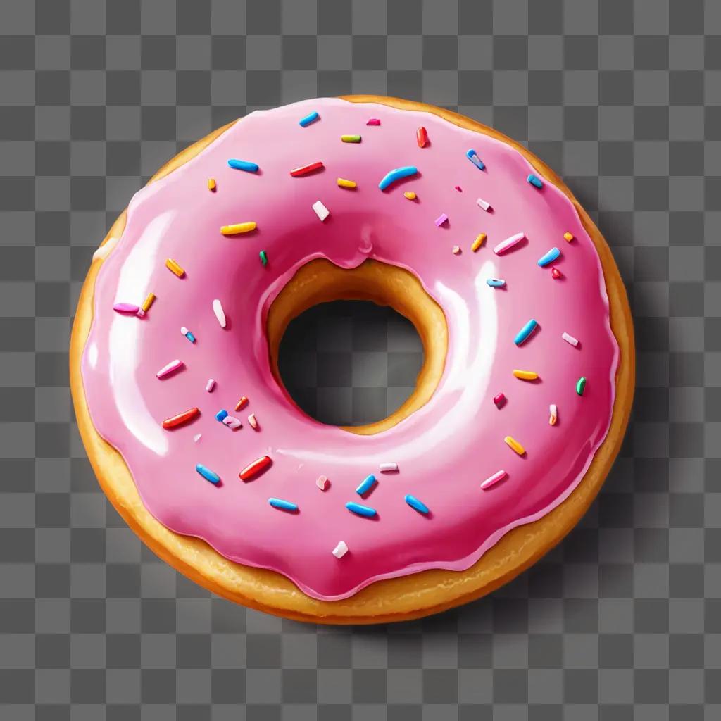 A pink donut with sprinkles is sketched on a pink background