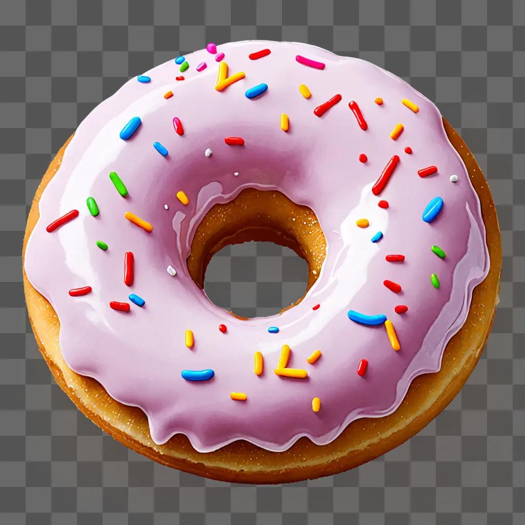 A pink frosted donut with colorful sprinkles