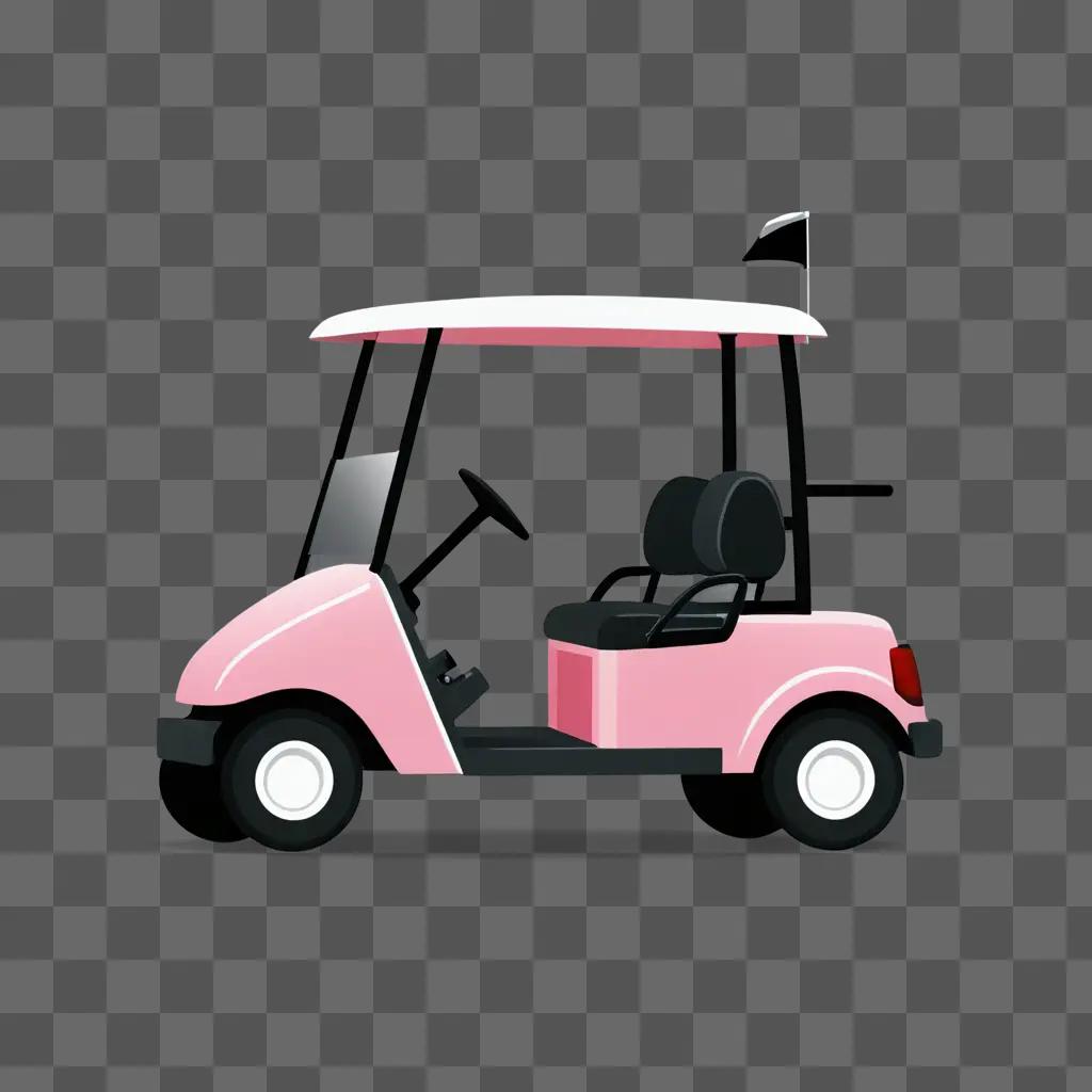 A pink golf cart on a dark background