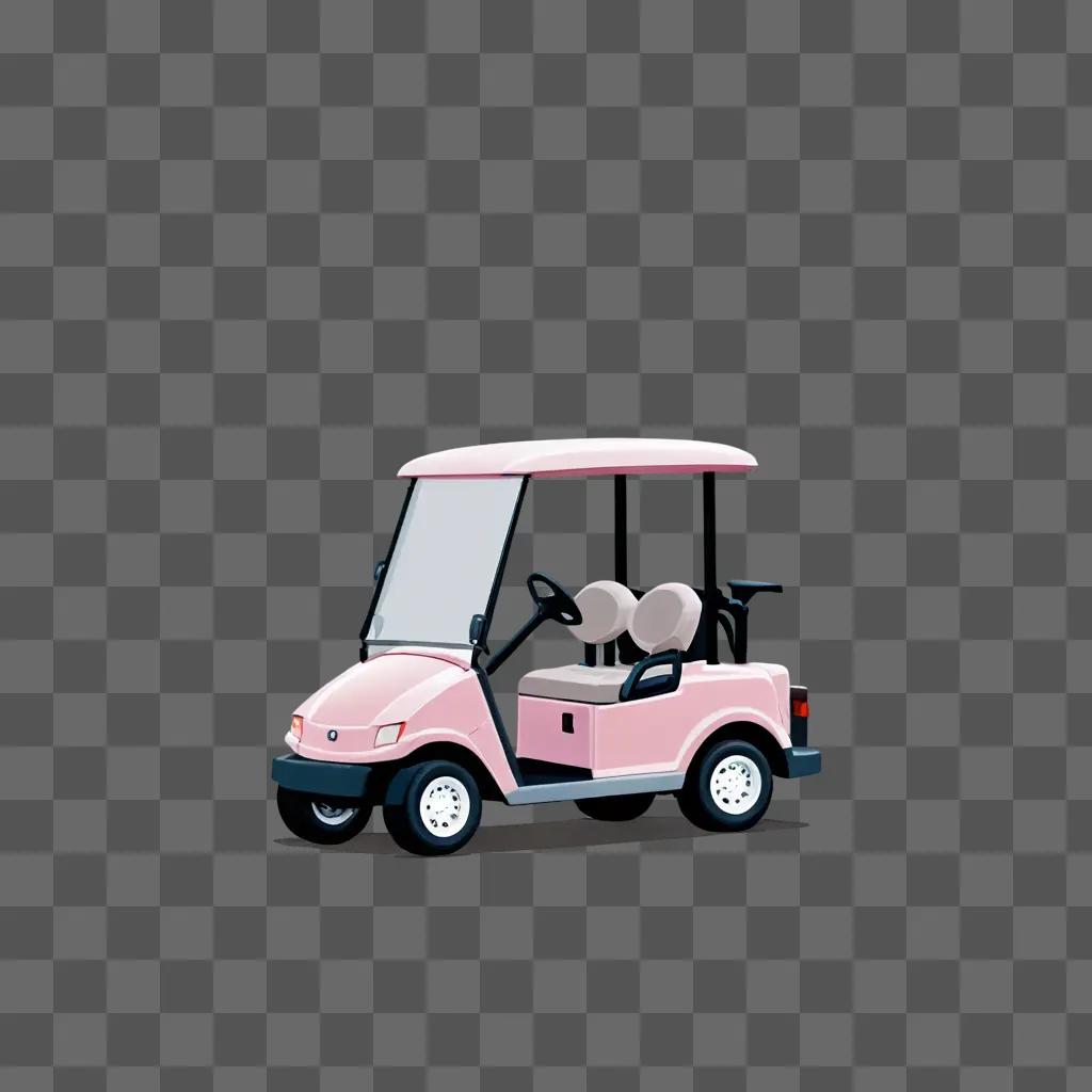 A pink golf cart on a gray background