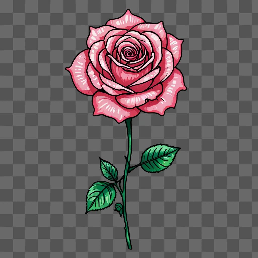 A pink kawaii cute rose drawing