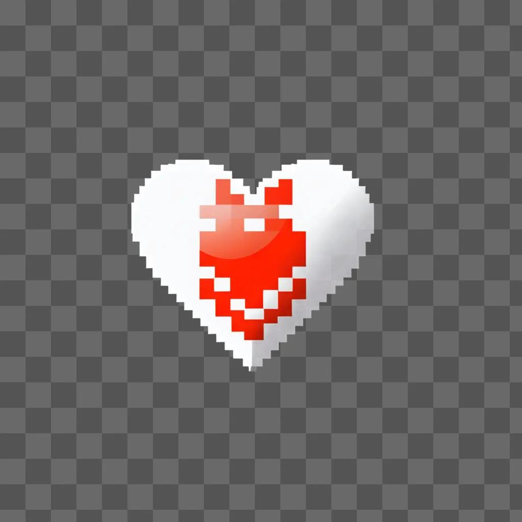 A pixel heart in a pink background