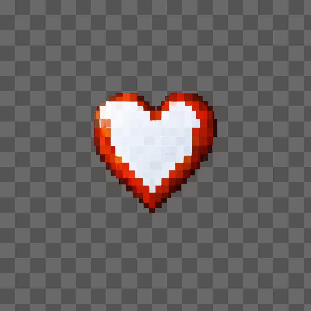 A pixel heart is on a pink background