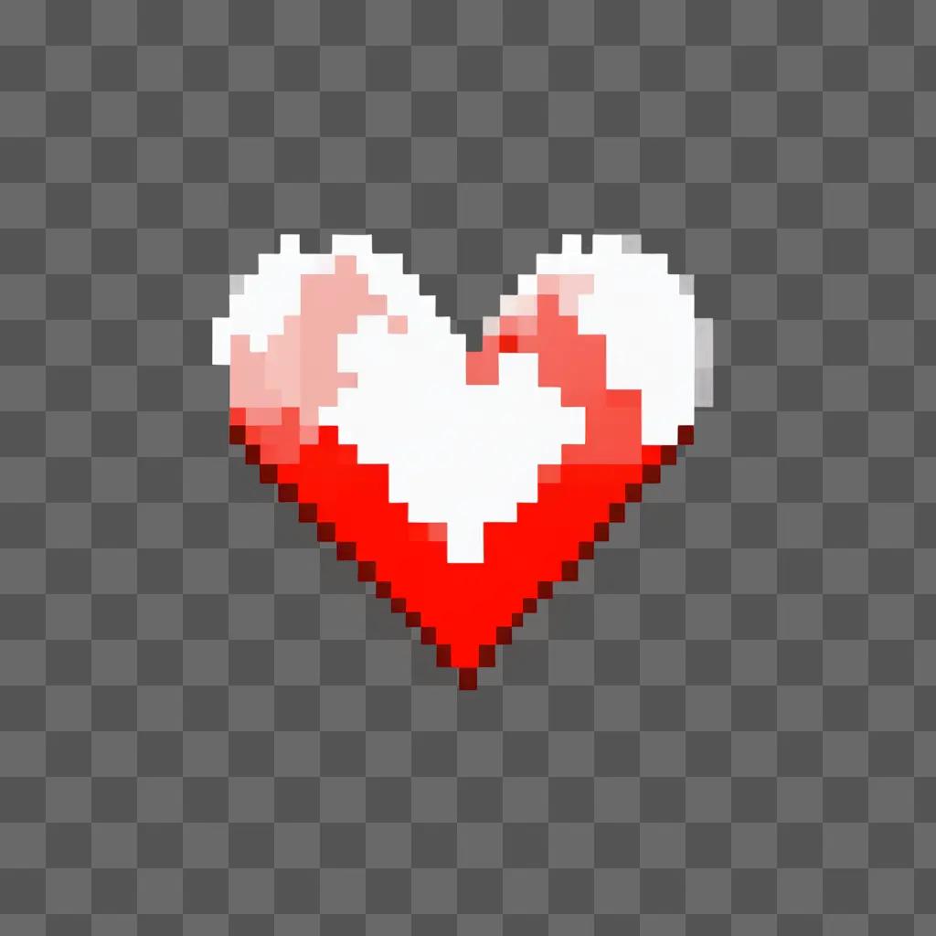 A pixel heart on a pink background