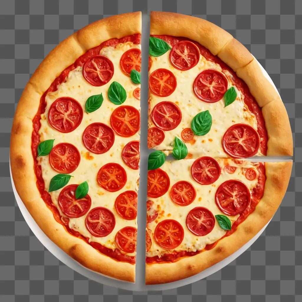 A pizza with four slices cut into four quarters