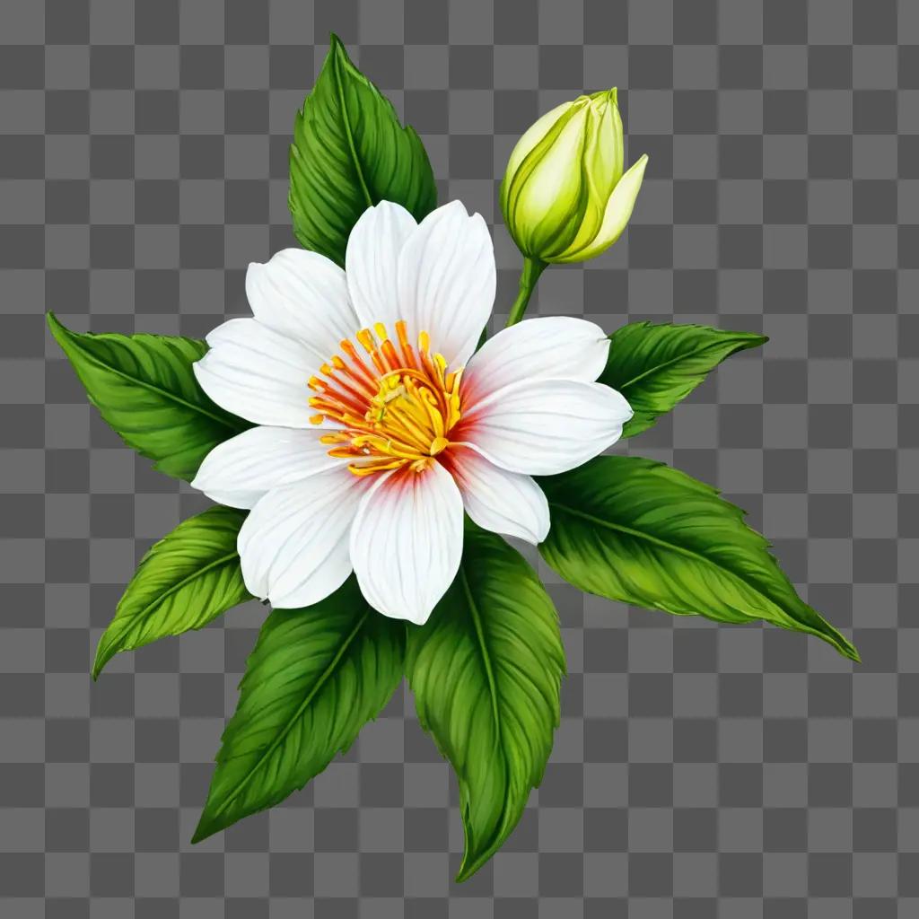 A pretty flower drawing on a green background