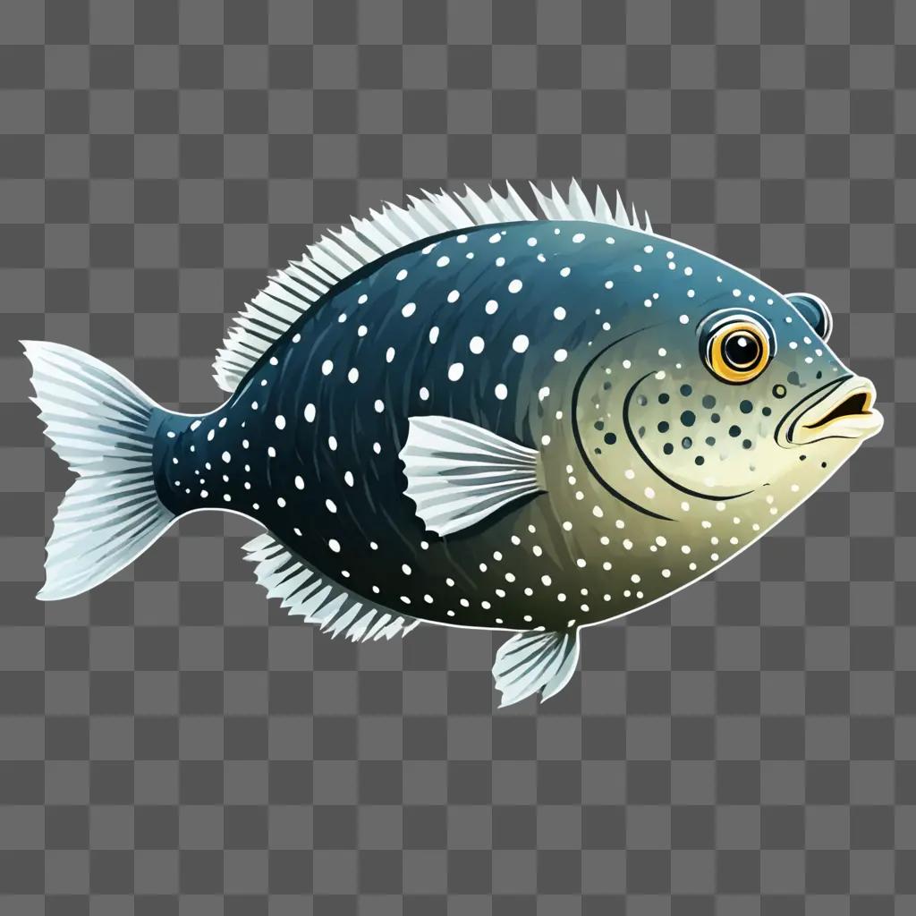 A puffer fish drawing on a gray background