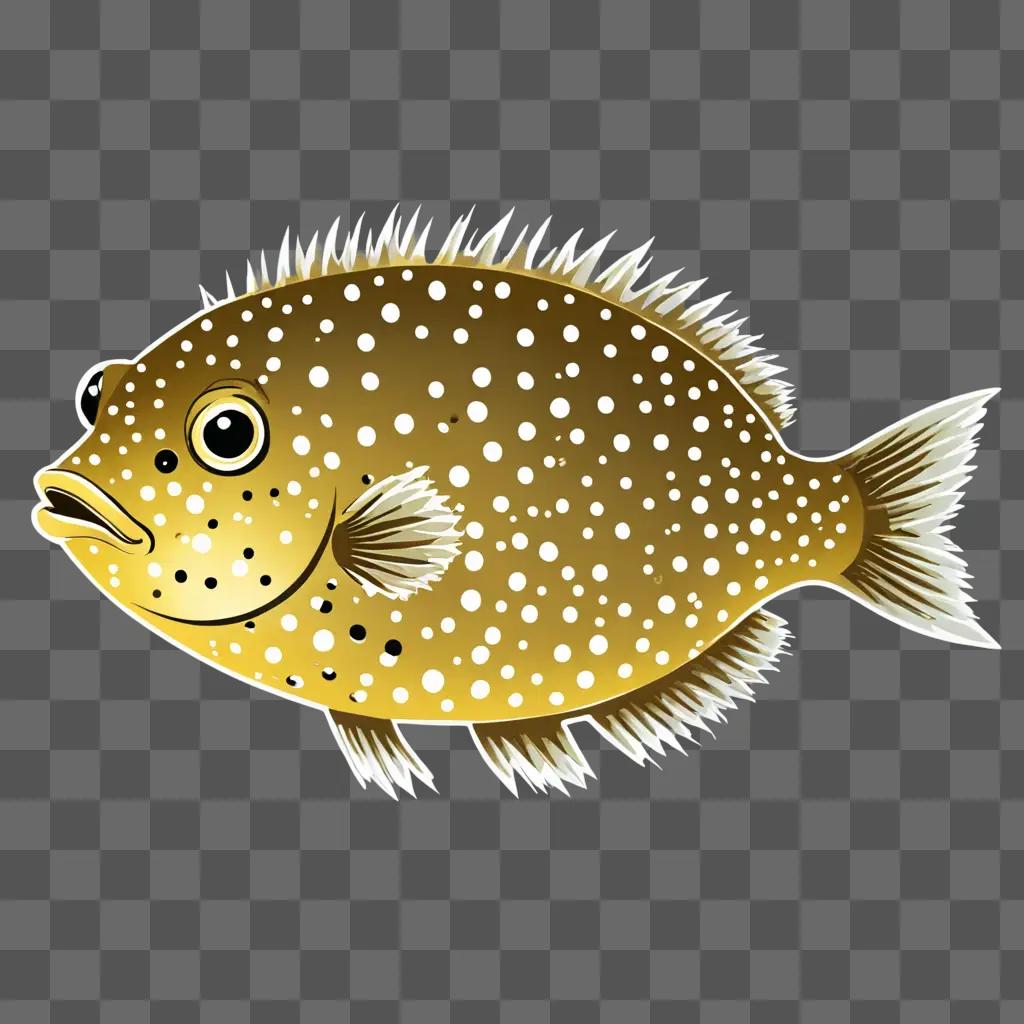 A puffer fish drawing with white spots