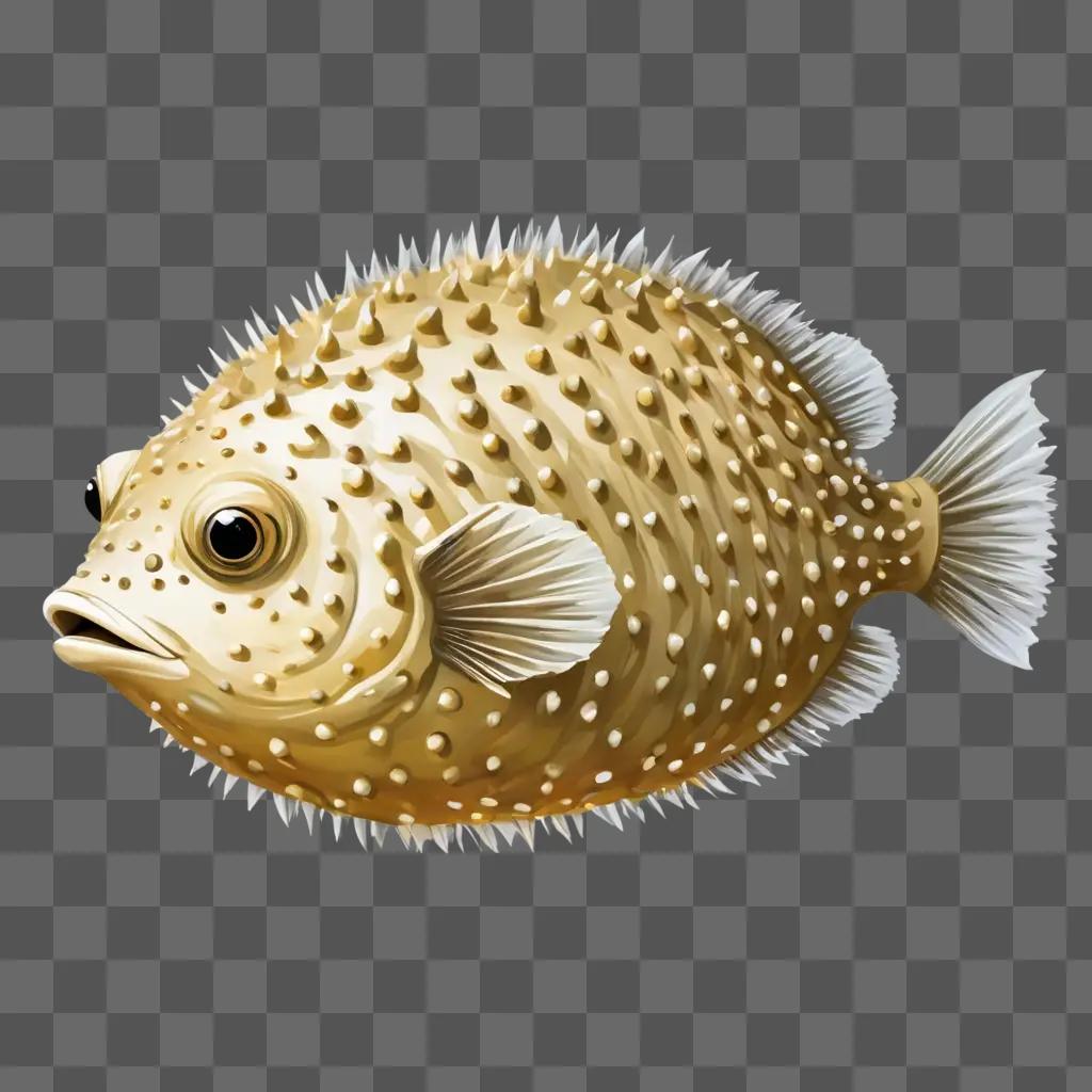 A puffer fish drawing with white spots